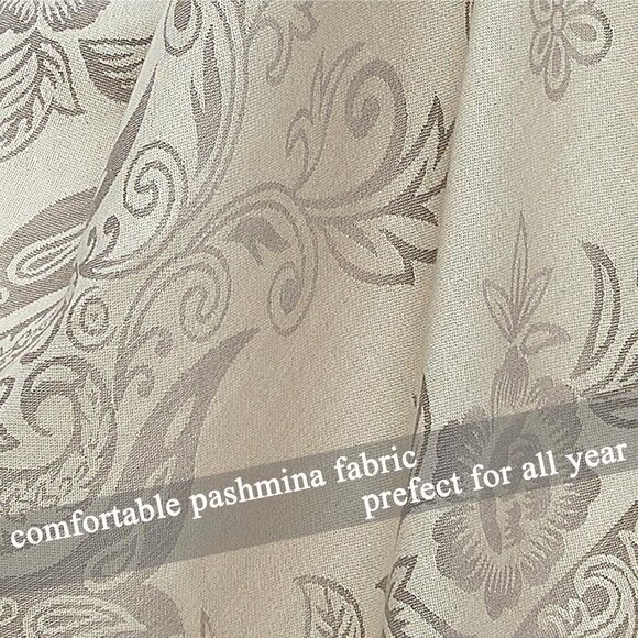 Pashmina Shawl Wrap with Ethnic - Paisley-cream - Picture 6 of 6